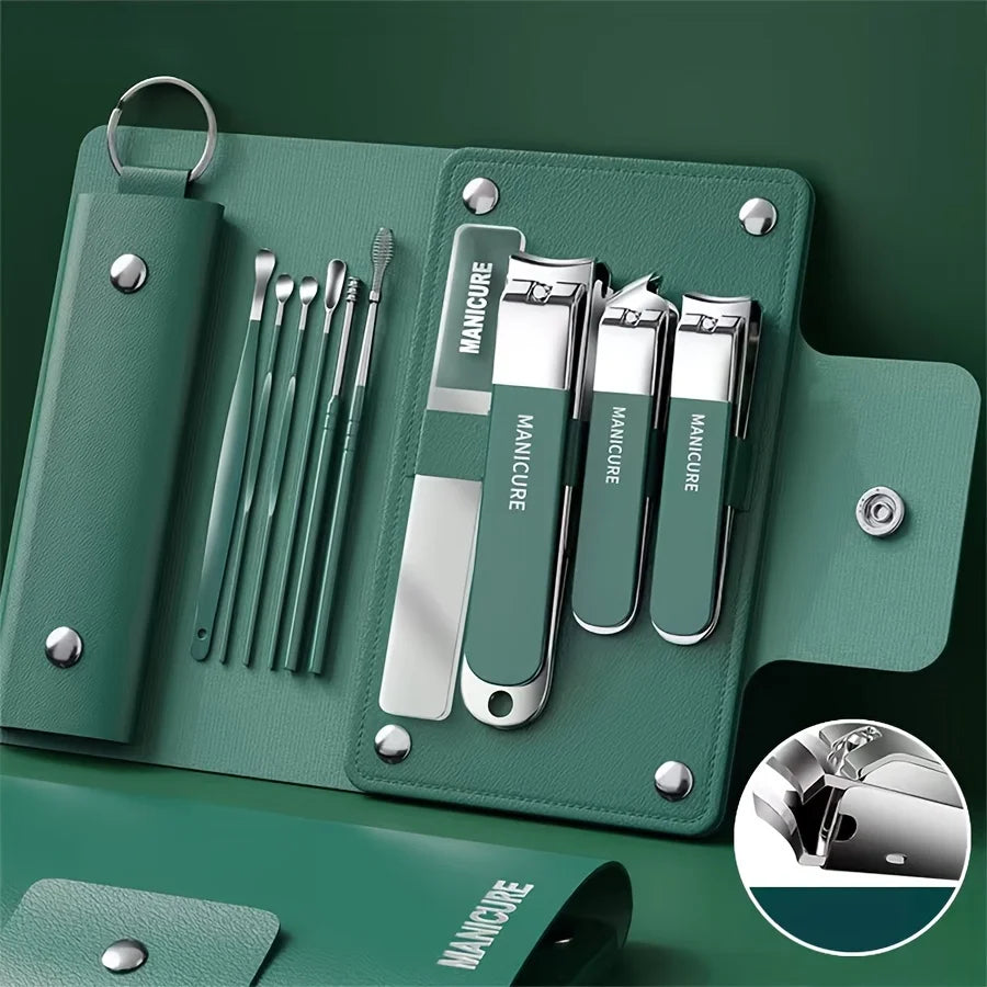 Ouriner 6-18tlg. Tragbare Maniküre-Sets Pediküre-Sets Glänzendes Schwarzes Nagelknipser-Set Persönliche Pflege Werkzeuge Augenbrauenschere