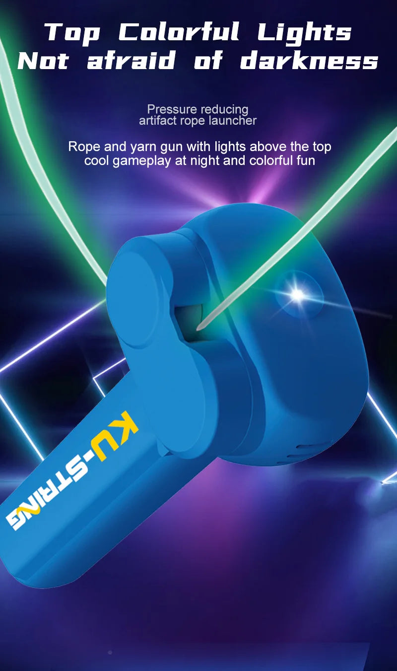 USB Rechargeable Glow String Launcher Toy Luminous Rope Shooter ABS Decompression Fidget Toy 3M Yarn for Kids Adults Party Gift