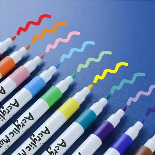 12-80 Colors Acrylic Markers Pen Set Paint Art Marker Soft Tip Pen for Children Stone Paint Ceramic Glass Wood Fabric Painting - Shoppiline