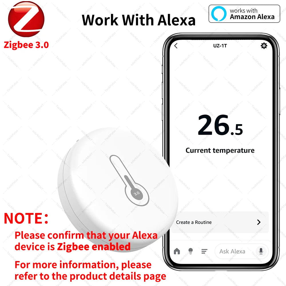 Zigbee Sensor Temperature Humidity Sensor Zigbee Hub Required workwith HA Home Assistant Alexa Yandex ZHA Zigbee2MQTT