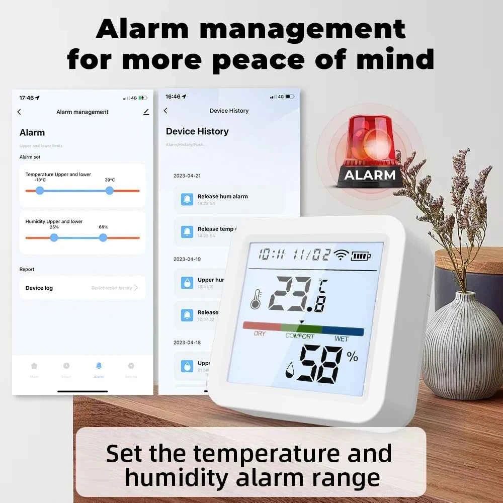 ONENUO Tuya WIFI Temperature Humidity Sensor Hygrometer Thermometer Smart Home APP Remote Moniter Support Alexa Assistant
