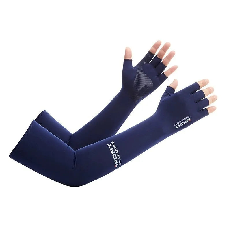Summer Anti-UV Cooling ‌Ice Silk Arm Sleeves Breathable Stretchy Cover UV Protection Sun Sleeves for Cycling Running Sports