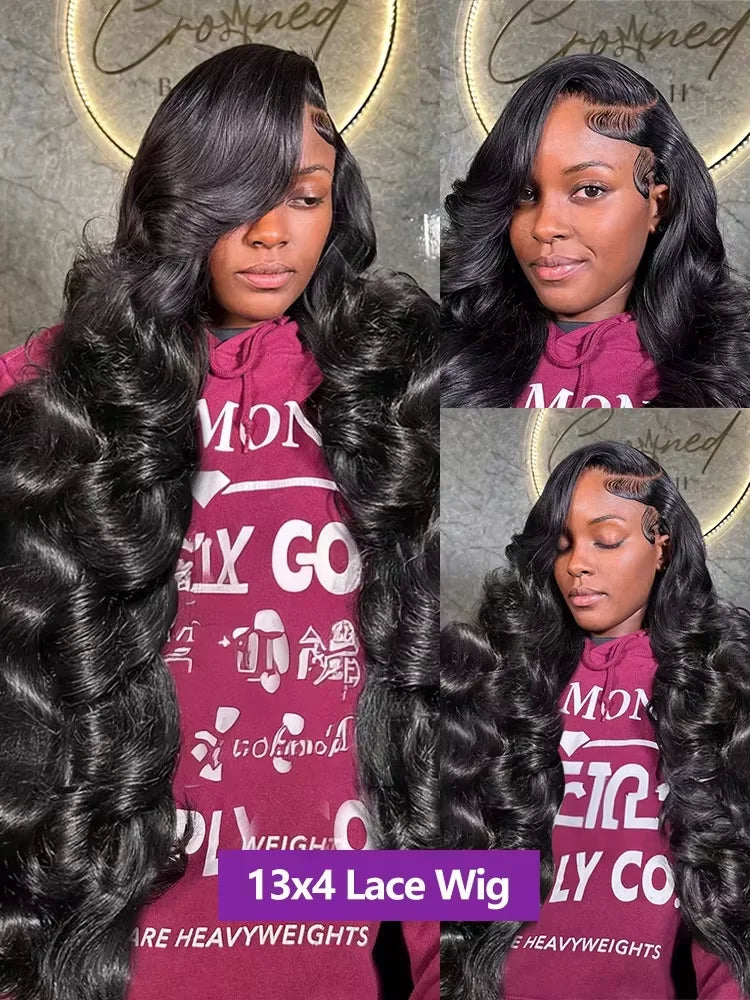 Wet And Wavy Lace Frontal Perücke Echthaar 13x6 Roh HD Transparent Body Wave Echthaarperücken 40 Zoll 13x5 Lace Front Perücke für Frauen