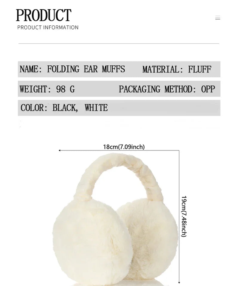 Soft Plush Earmuffs for Men and Women Outdoor Cold Protection Warm Winter Ear Warmers Solid Color Fashion