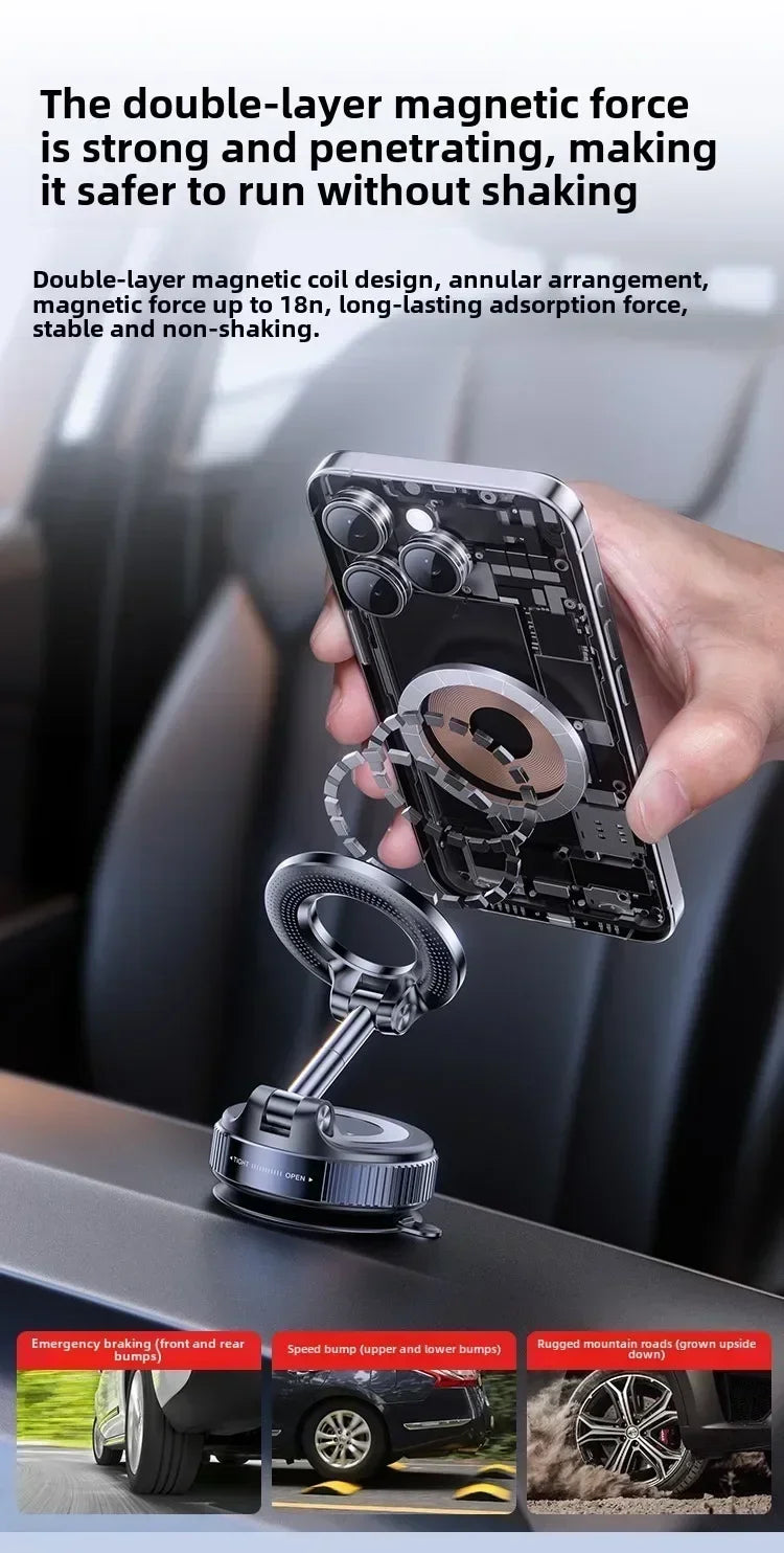 [Upgrade 360° Phone Holder] 360° Adjustable Vacuum Magnetic Mount Car Phone Holder Upgrade Version Compatible with Cars Mirrors