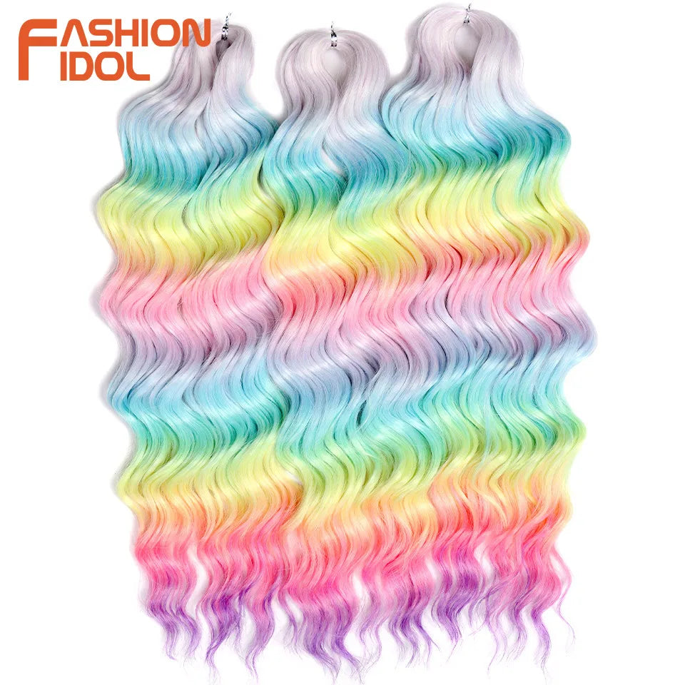 Anna Hair Extensions synthétiques de tresses Loose Deep Wave 24 pouces, cheveux tressés ondulés, cheveux bouclés torsadés au crochet Ombré Blond