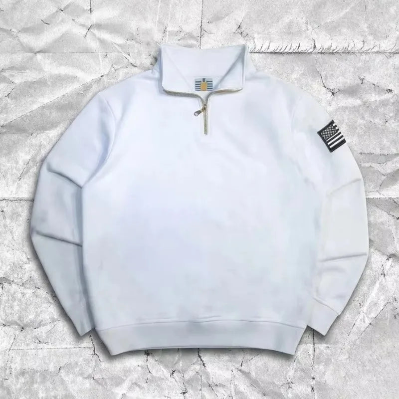 Y2K Retro Quarterzip Pullover Hoodie Embroidery Sweatshirt American Vintage Old Money Casual Streetwear Unisex Oversized Coat