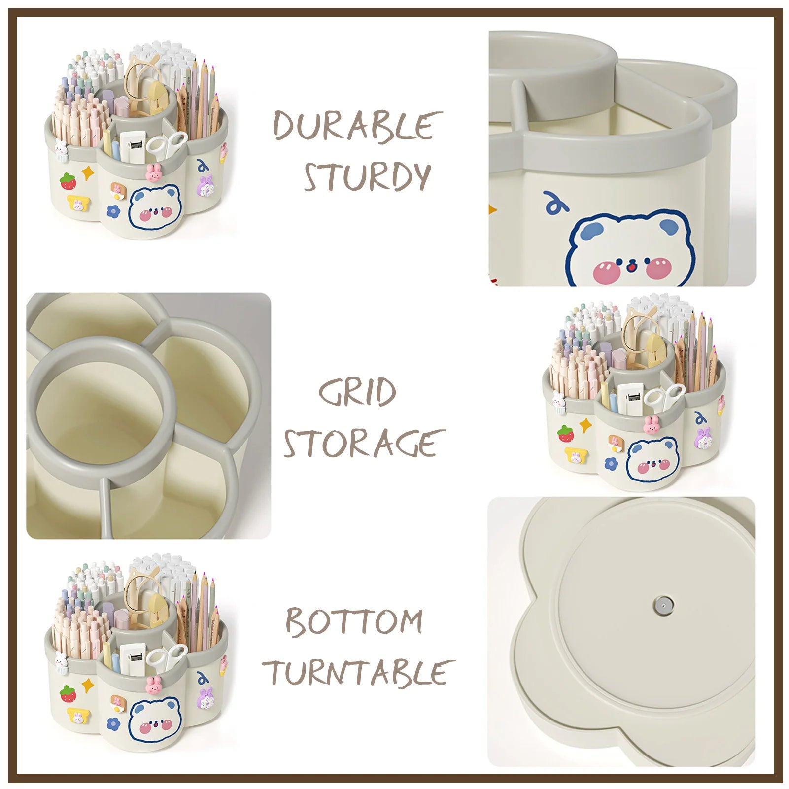 Rotating Pen Holder Desk Organizers Large Capacity Pen Storage Box Cosmetic Brush Organization Box Study Dormitory Accessories - Shoppiline