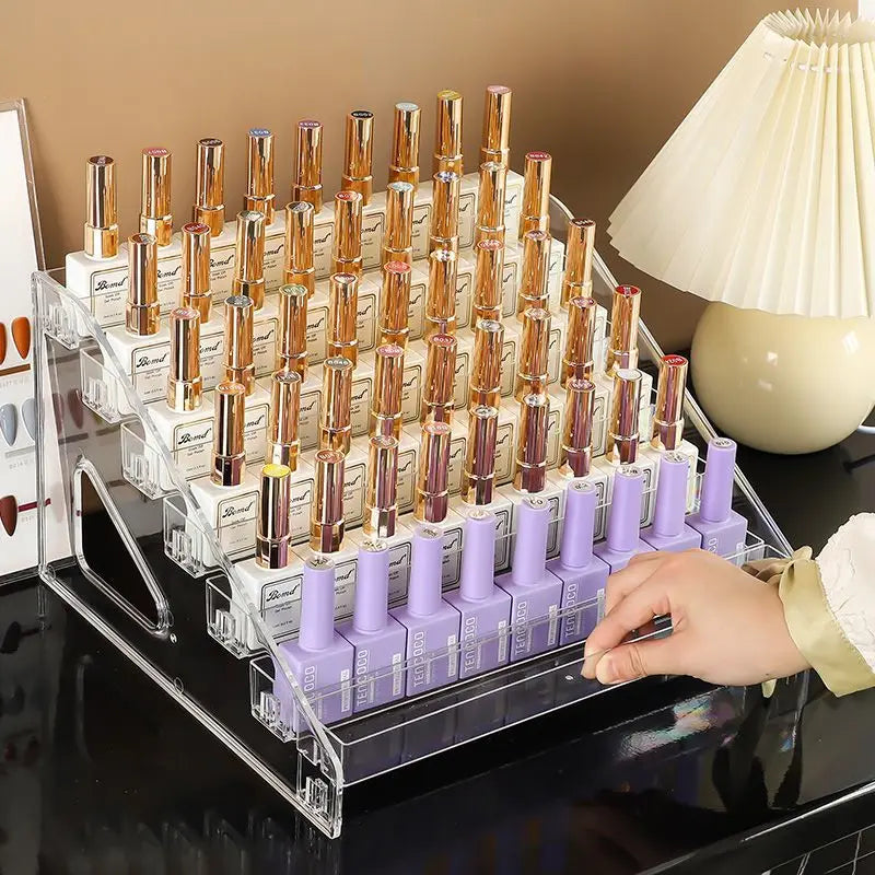 Organisateur de vernis à ongles en acrylique à 3/4/5/6/7 couches, étagère à gel UV, présentoir de cosmétiques à installation rapide, support de bijoux, rangement de manucure