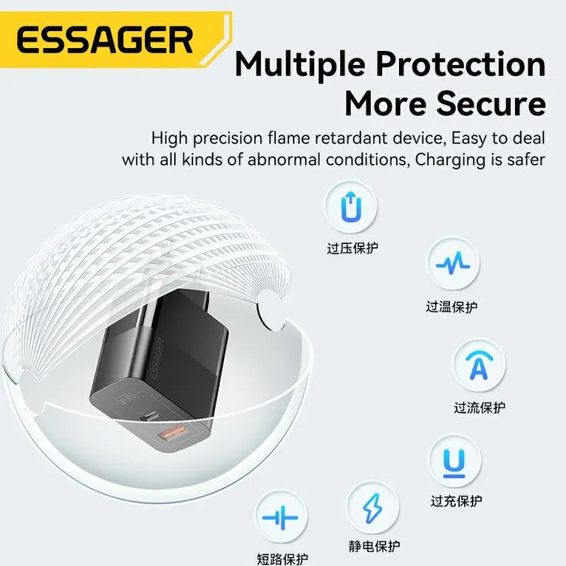Essager USB C Charger 33W GaN Type C PD Fast Charging For iPhone 14 13 12 11 Pro Max XS 8 P For iPad Pro Air iPad Mini - Shoppiline