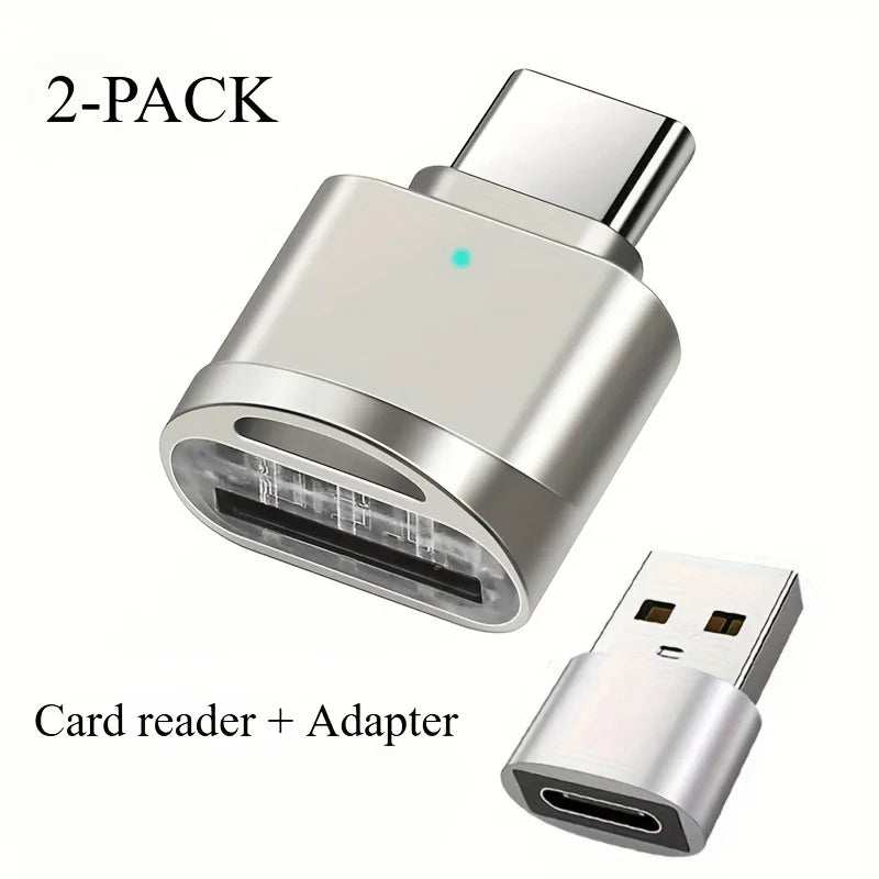 2-Pack USB C TF Card Readers and USB C to USB A Adapter, Type C TF Memory Card Reader USB OTG Card Readers for iphone16 15 Galax