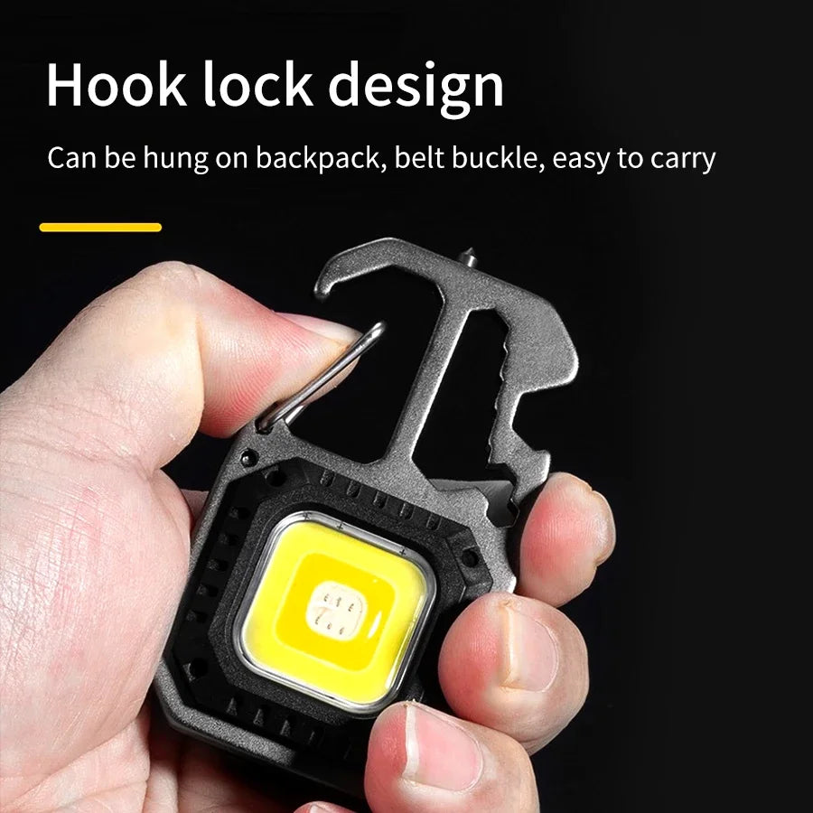 Ultra Small Mini LED Light Rechargeable Keychain Light Outdoor Camping COB Work Light Portable Pocket Wrench Screwdriver