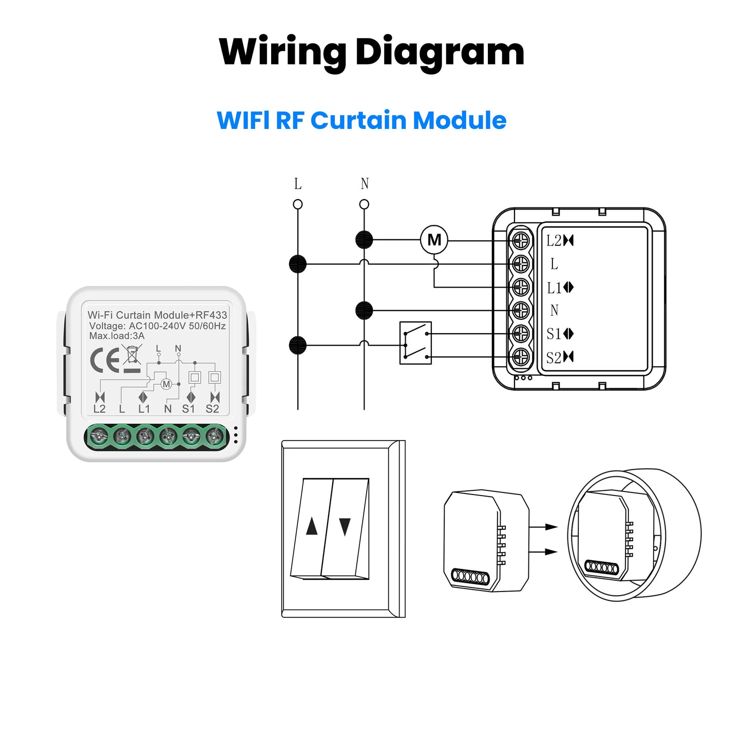 GIRIER Tuya Smart Wi-Fi RF433 ZigBee Curtain Switch Module for Electric Roller Shutter Blind Motor 1/2CH Works Hey Google Alexa