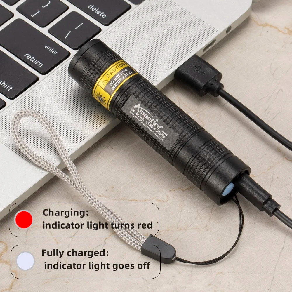 365nm Mini UV Led Blacklight Flashlight Usb Rechargeable Nail Lamp Pet Stain Leakage Marker Ore Money Scorpion Detection Lights