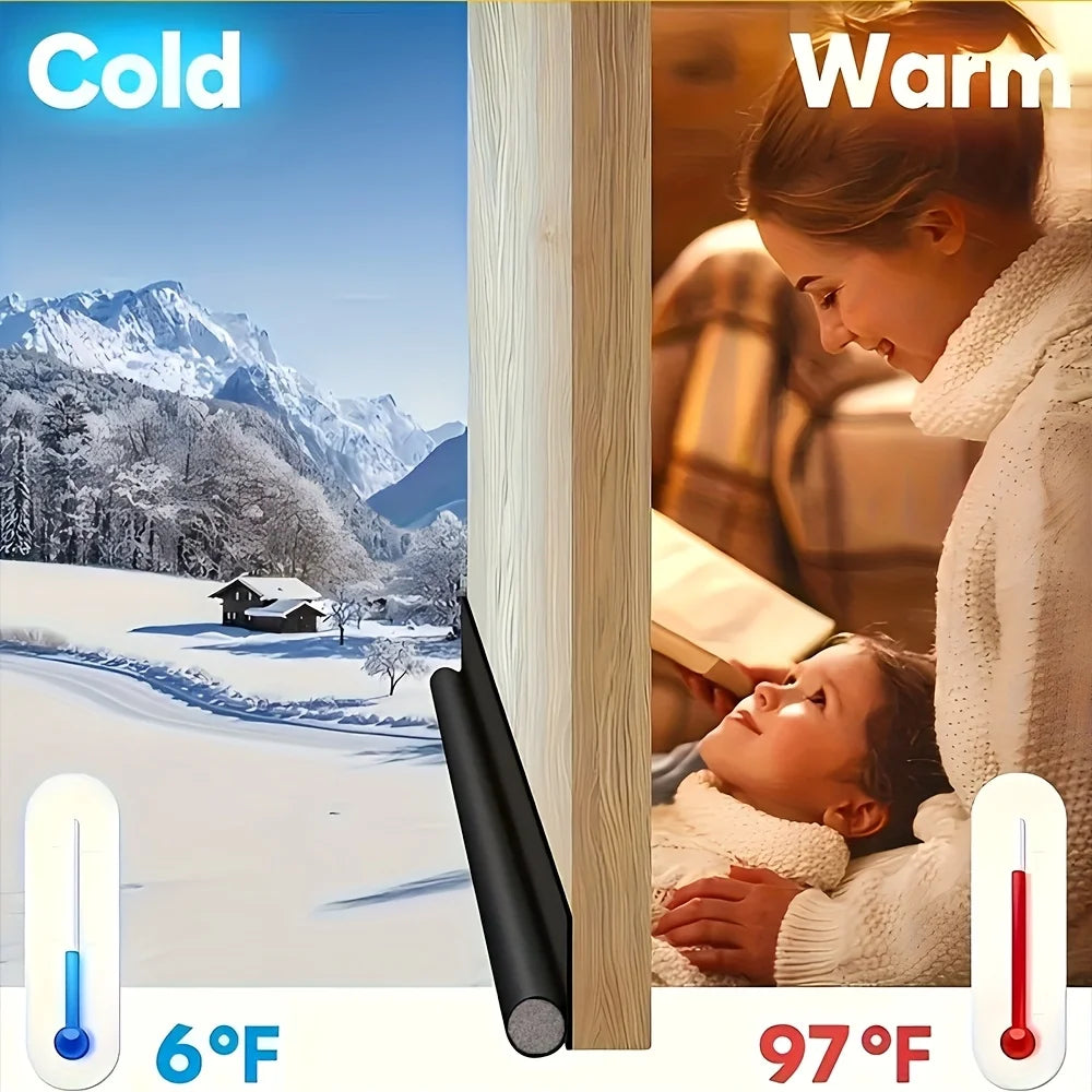 Door Draft Stopper Adjustable Under Door Seal Strip Weatherproof One Side Gap Blocker Foam Weatherstrip for Cold Air Prevention