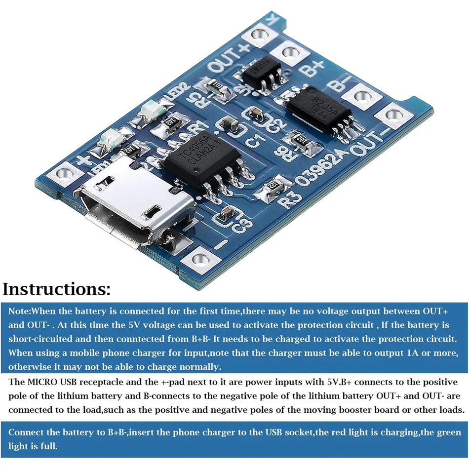 10 Stück 5V 1A 18650 Lithium-Akku-Ladeplatine PLR TP4056 Lithium-Lademodul Mini/Micro USB Typ C mit Schutz