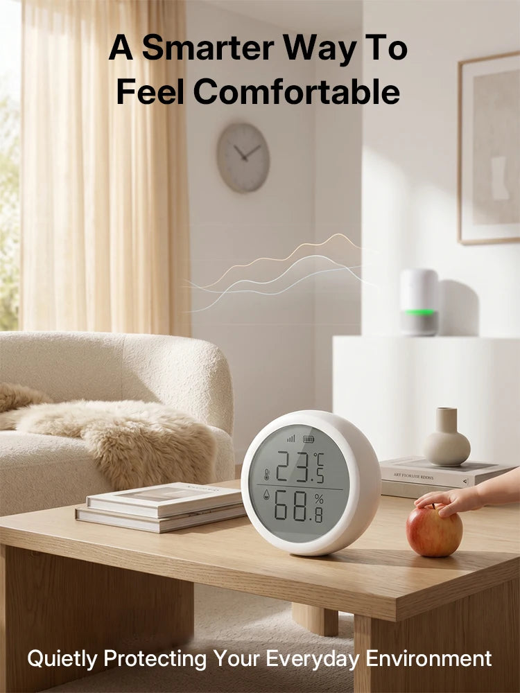 Wireless Temperature Humidity Sensor Indoor Compatible with Tuya Smart Life App ZigBee Alexa/Google Home for Baby Room Cellar