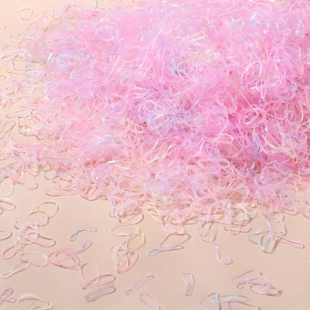 500/1000/2000 pièces élastiques en caoutchouc colorés jetables pour filles, serre-tête, attaches de queue de cheval, accessoires capillaires pour enfants