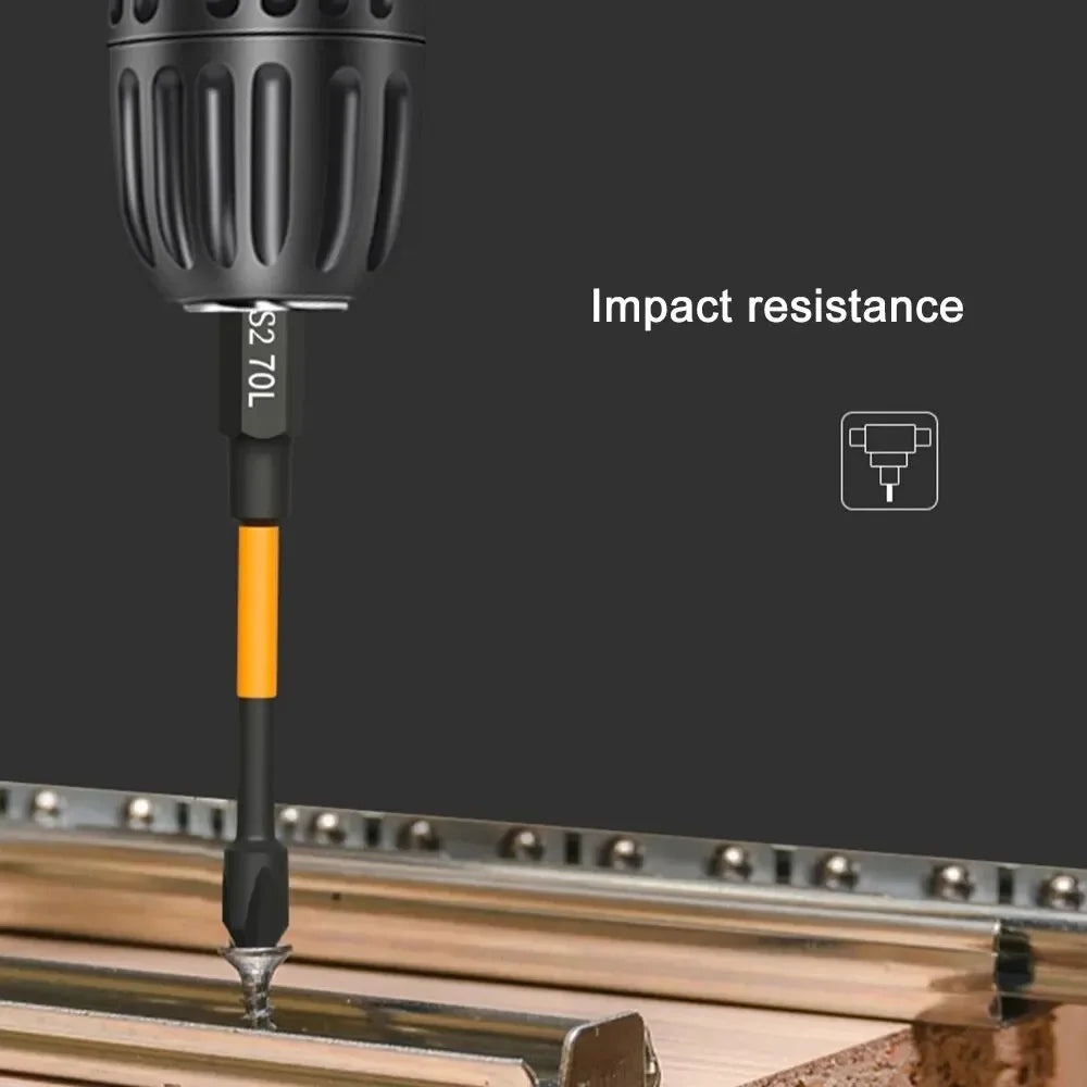 3PCS S2 Impact Strong Magnetic Anti Slip 50-70mm Electric Hand Drill Cross Screwdriver Bit Electric Tool Accessory Set