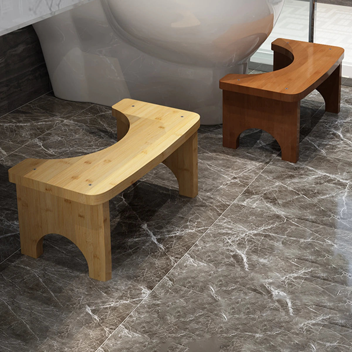 Tabouret de toilette accroupi portable en bambou robuste pour adultes, large et stable, tabouret de pot de chambre, facile à utiliser et à nettoyer, conception portable