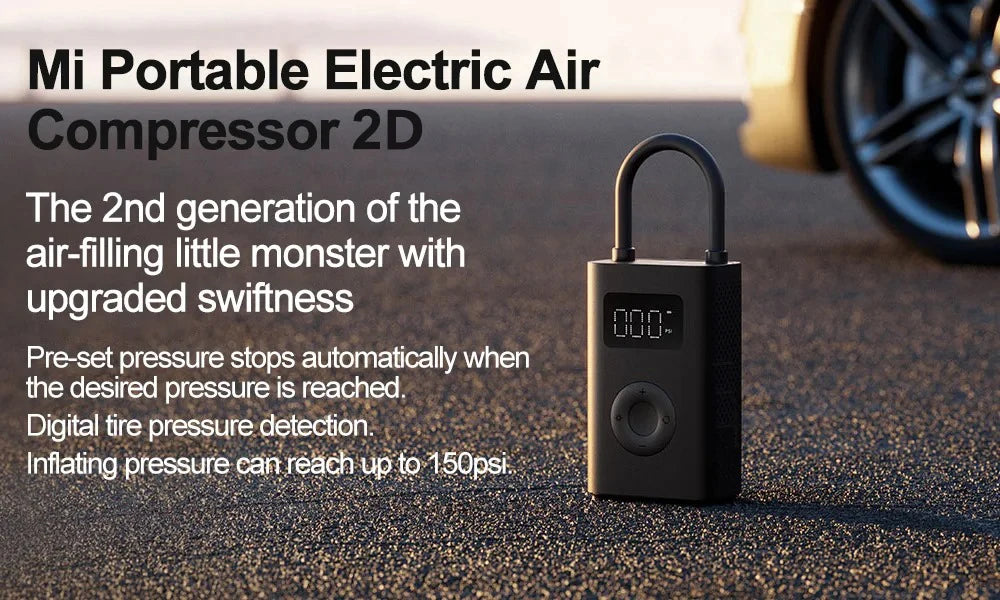 New MIJIA Inflatable Treasur Air Compressor 2D 2000mAh Portable Inflator Air Pump 2D For Bicycle Car Motorcycle Ball CN - Shoppiline