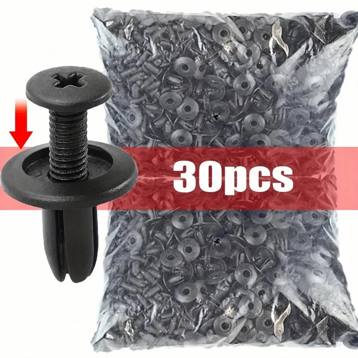 30 pcs 8mm Plastic Rivets Fasteners Screw Car Bumper Fender Black Rivet Car Fastener Clips For Toyota For Focus For Kia Nissan