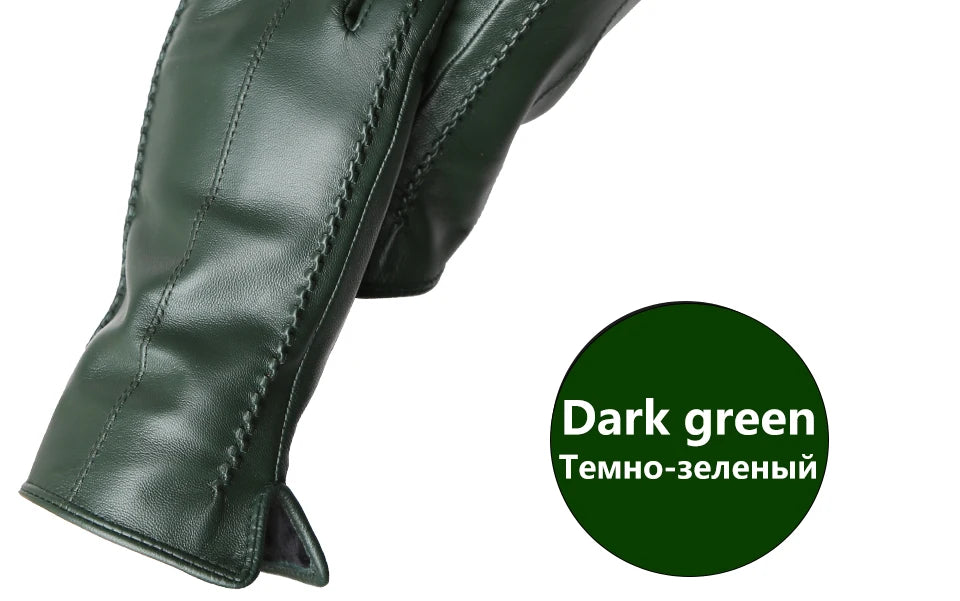 Women's sheepskin gloves winter warm plus velvet short thin touch screen driving color women's leather gloves good quality -2226
