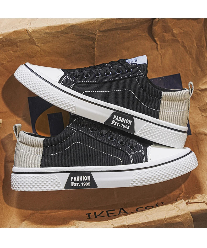 Canvas shoes four seasons men's casual shoes students flat shoes fashion soft-sole outdoor walking shoes youth Joker board shoes