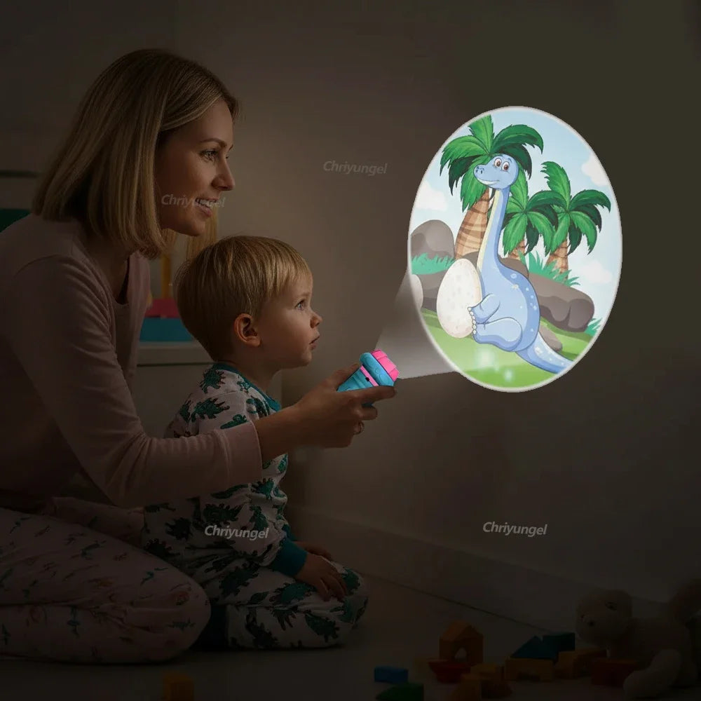 Kinder-Projektor-Taschenlampe mit 10 Karten 80 Bildern Cartoon Nachtlicht Projektor Spielzeug für Kinder Gute-Nacht-Geschichte Erziehungsgeschenk