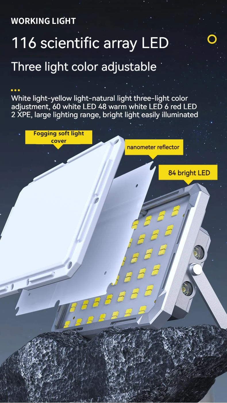 Portable LED Camping Tent Light Rechargeable Searchlight High Power Outdoor Emergency Lighting Waterproof Hanging Night Lamp - Shoppiline