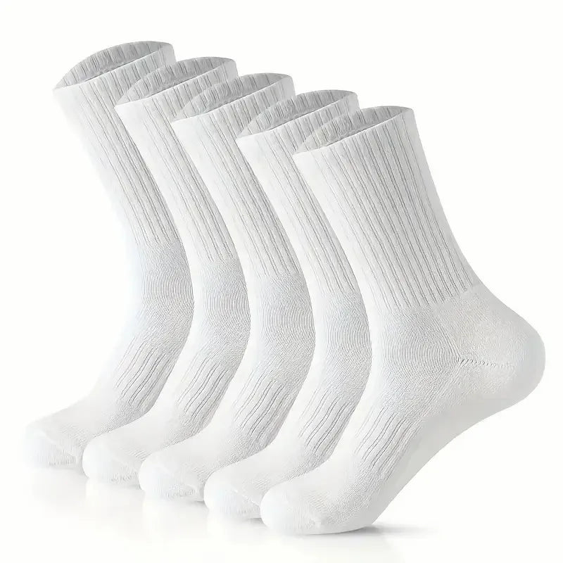 5/10/20 Pairs Neutral Solid Color Round Neck Socks Spring Summer Sweat Absorbing Breathable Comfortable All-season Sports Socks