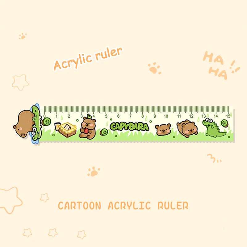 15cm Capybara Ruler Wavy Lines Drawing Tools Acrylic Cute Cartoon Straight Ruler Stationery School Office Supplies