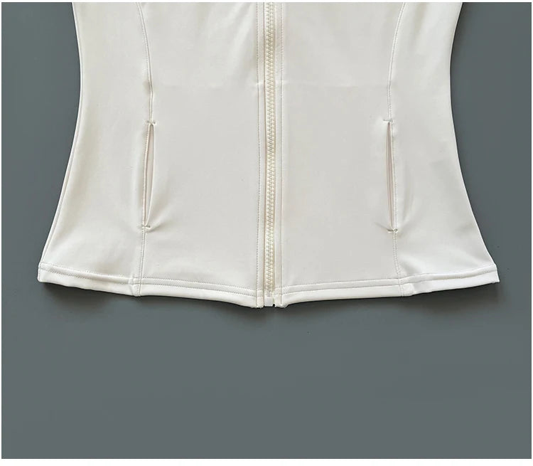 Veste de Fitness à Col Montant Séchage Rapide pour Femme, Coupe Cintrée, Fermeture Éclair, Vêtement de Yoga, Manches Longues, Respirant, Course à Pied, Sport, Cyclisme