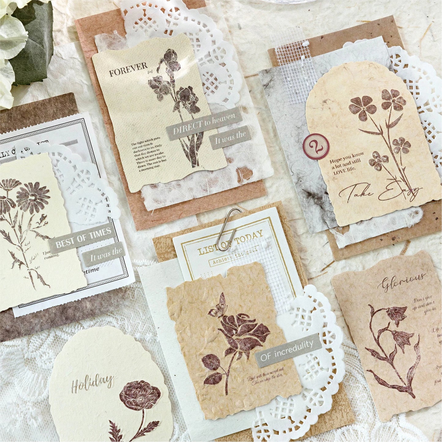 30 Sheets Sticker Pack Embossed Matchbox Style Scrapbooking Stickers for DIY Planner Journal Notebook Phone Case Decoration