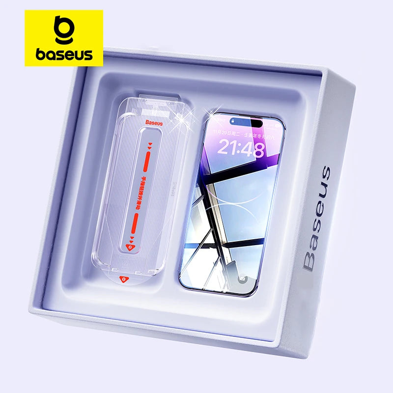 Baseus 0.4mm Corning Tempered Glass for iPhone 17 16 15 14 13 Pro Max Plus Screen Protector Anti-Peeping Auto Installation Film - Shoppiline