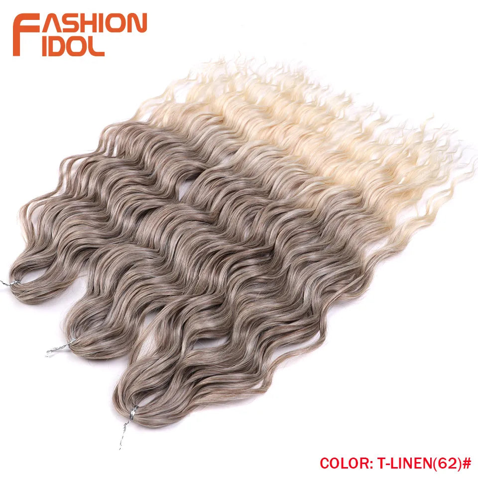 Anna Hair Extensions synthétiques de tresses Loose Deep Wave 24 pouces, cheveux tressés ondulés, cheveux bouclés torsadés au crochet Ombré Blond