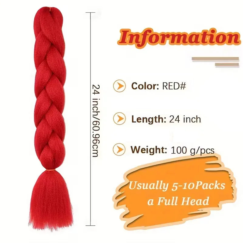 Extensions de cheveux synthétiques de 24 pouces, texture lisse Yaki, pour tresses Jumbo, boîte longue, pour femmes, Dreadlocks