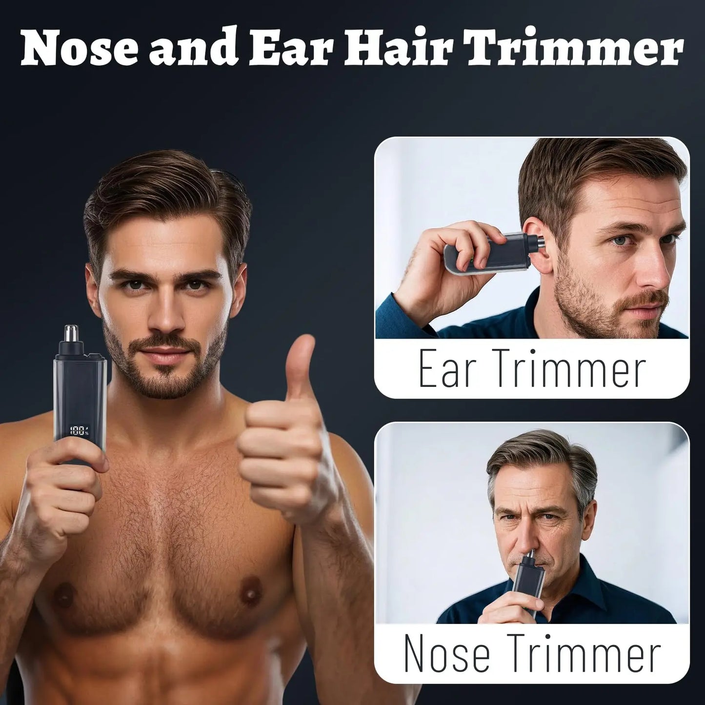 Suitable for men, USB charging nose and ear hair trimmer portable electric nose hair clipper, mini compact design, quick chargin