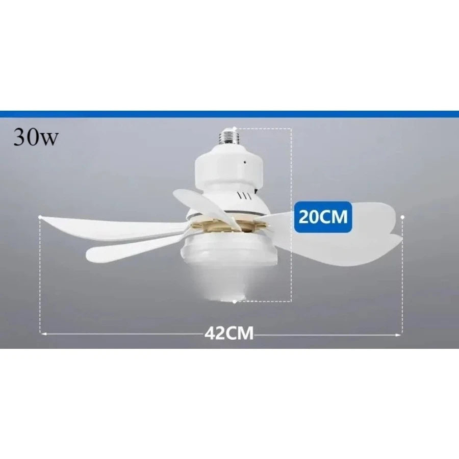 LED 30W Ceiling Fan Light E27 with Remote Control for Dimming Suitable for Living Room Study Household Use 85-265V 선풍기 - Shoppiline