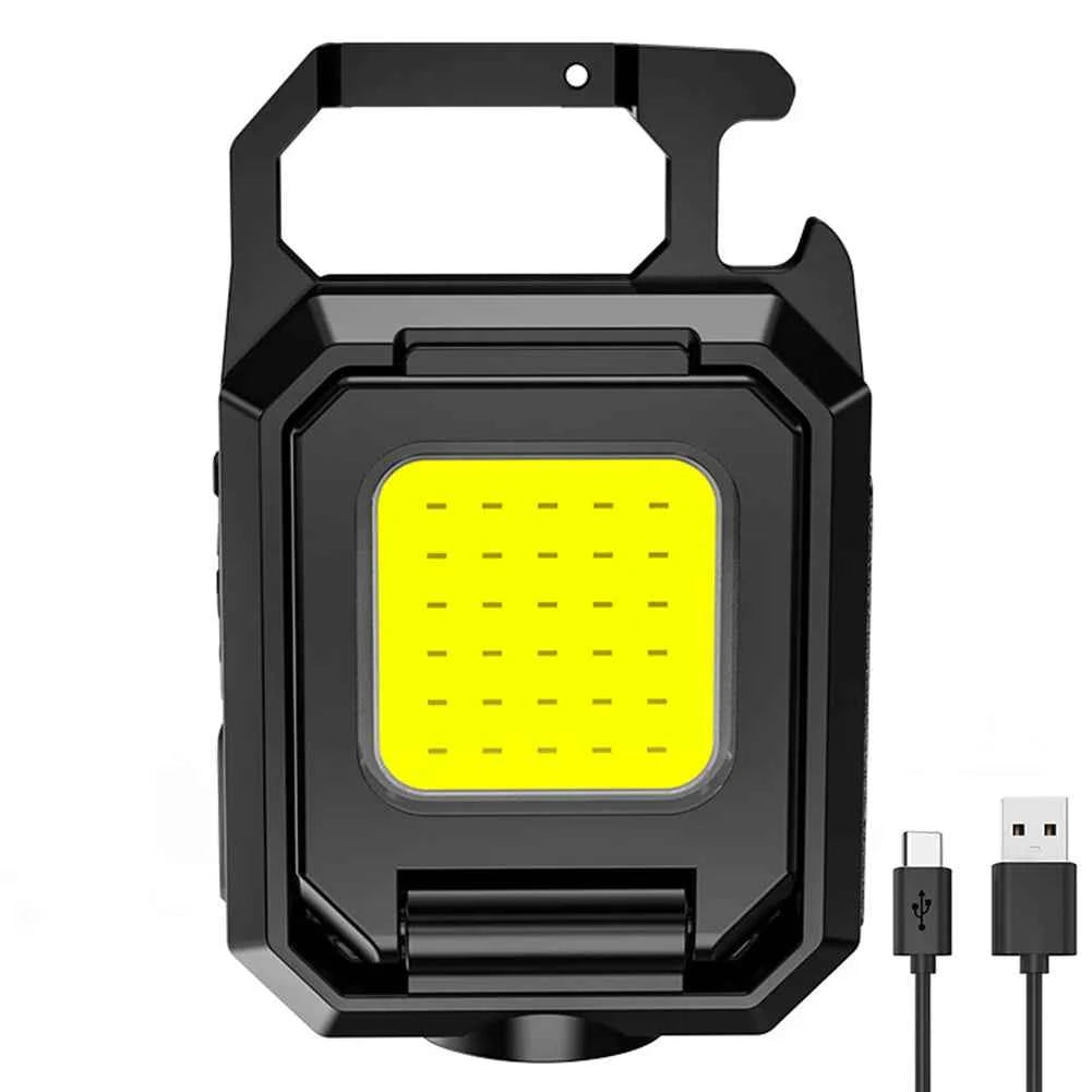 Clearance_LED Mini Keychain Light XPE Pocket Work Light COB Flashlight USB Rechargeable Emergency Flashlight for Outdoor Camping