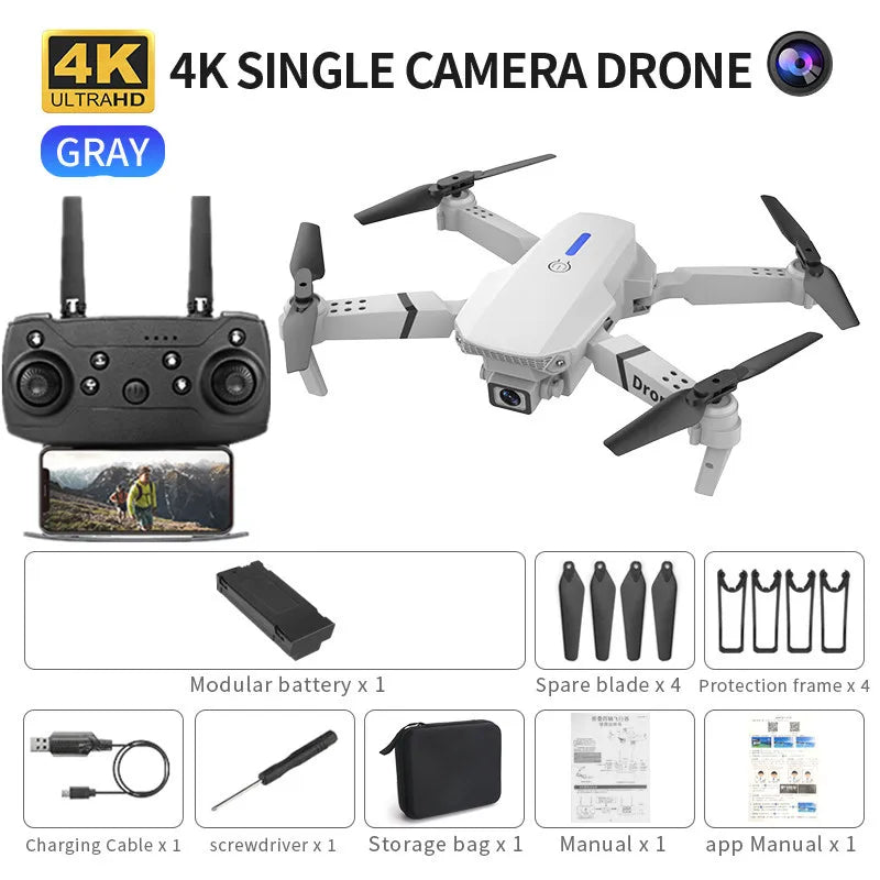 E88 ProIntelligent Folding Drone Supports single/Dual Camera Switching 4KPicture Quality+Wide-angle Shooting WiFiDirect Real-Tim - Shoppiline