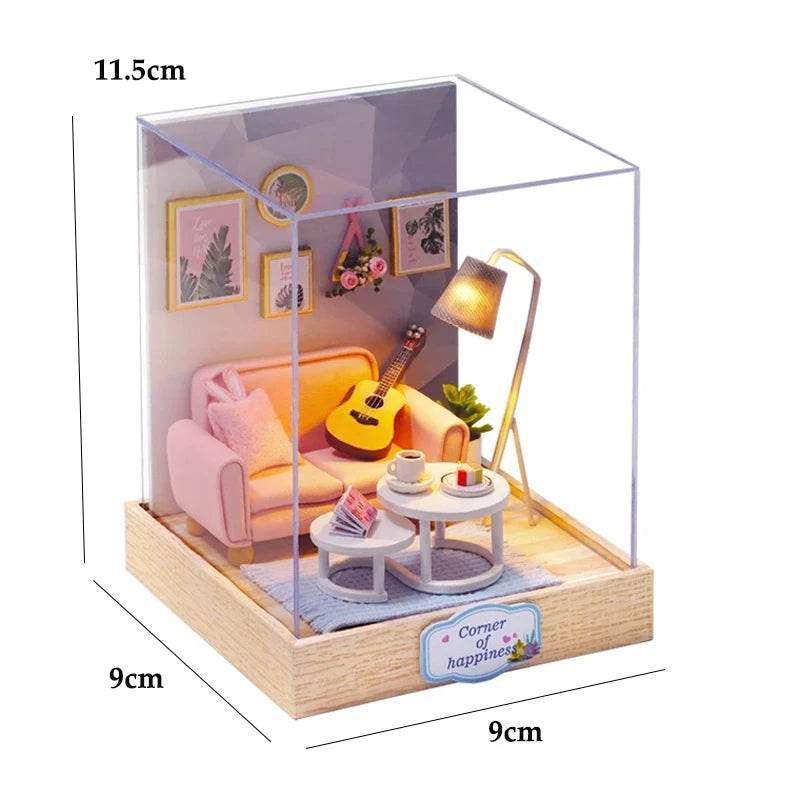 Kitten Mini Doll House 3D Puzzle Assembly Model Building Kit Creative Room Bedroom Decoration With Furniture Wooden Crafts Gifts - Shoppiline