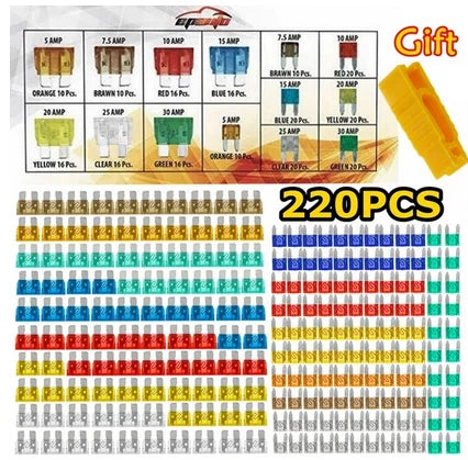 Fuse boxes come in various specifications, with 60 and 120PCS not having medium fuses, while 60PCS are packaged in bags