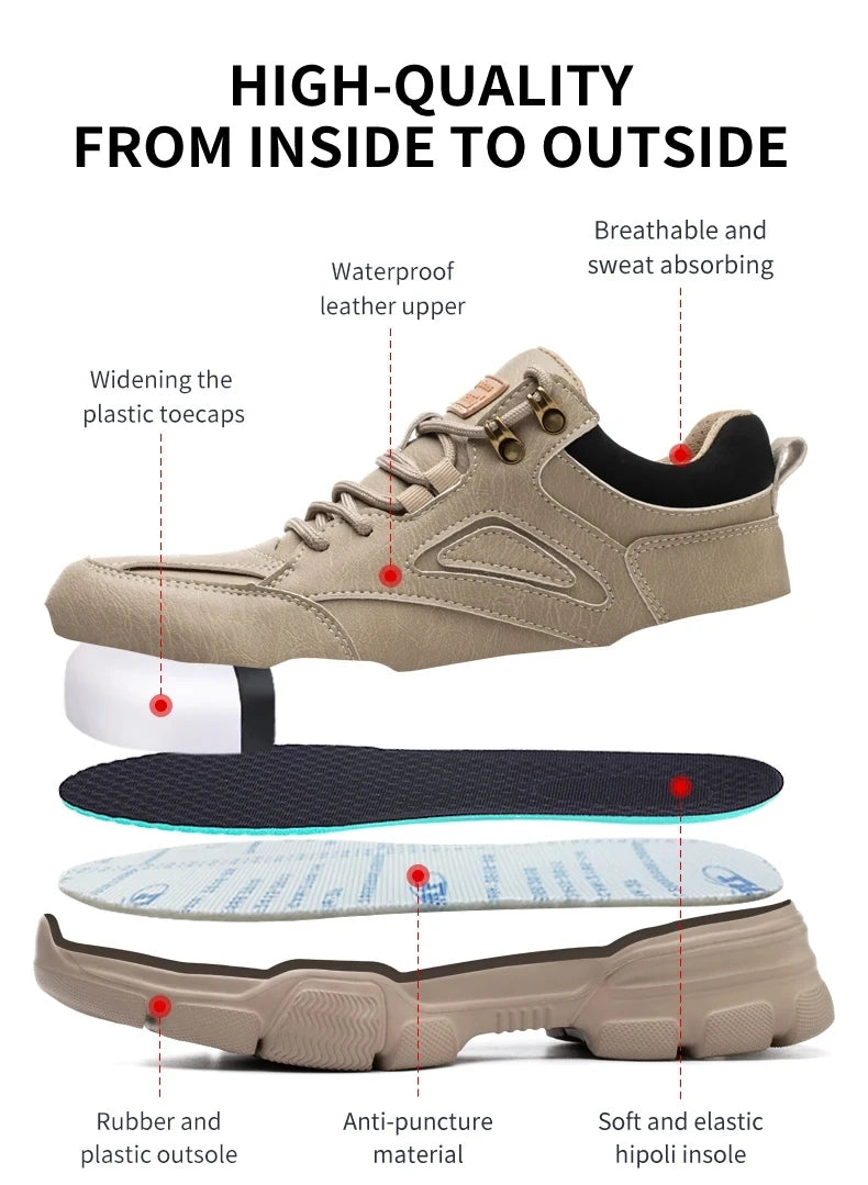 High-quality Safety Shoes Men Steel Wire Rotary Buckle Work Sneakers Indestructible Shoes Anti-smash Anti-puncture Work Shoes