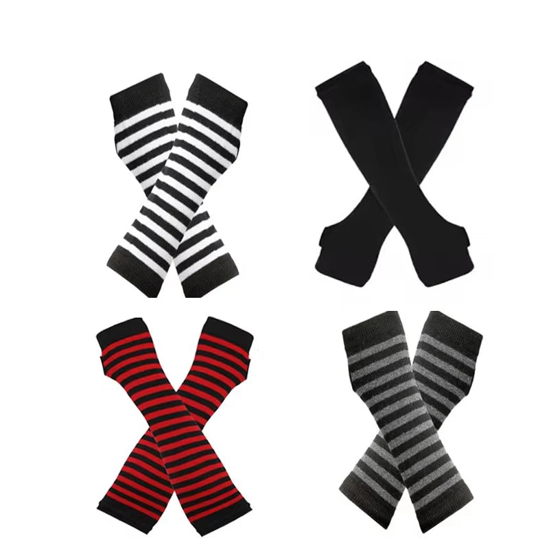 Y2K Women Party Daily Wear Long Arm Gloves Elbow Length Knitted Arm Warmers Fashion Stretchy Wristband Sleeves