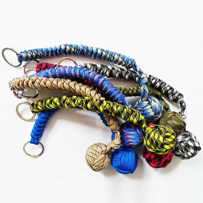 Black Monkey Fist Steel Ball Key Chain for Girls - Outdoor Security Protection Self Defense Lanyard for Bearing Broken Windows