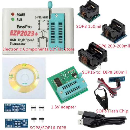 EZP2023 High-Speed USB SPI Programmer+12 Adapters Support 24 25 26 93 95 EEPROM 25 Flash Bios Chip Better Than EZP2019 - Shoppiline
