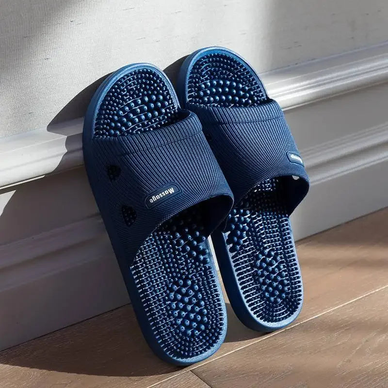 Summer Slippers for Men PVC Massage Non Slip Solid Color Comfortable Durable Bathroom Shoes Cool Pool