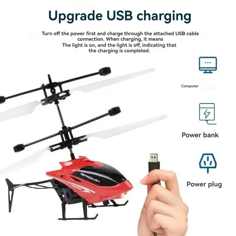 Rechargeable Mini Remote Control Helicopter Wireless Remote Control Infrared Induction Aircraft Children's Toy Aircraft Model
