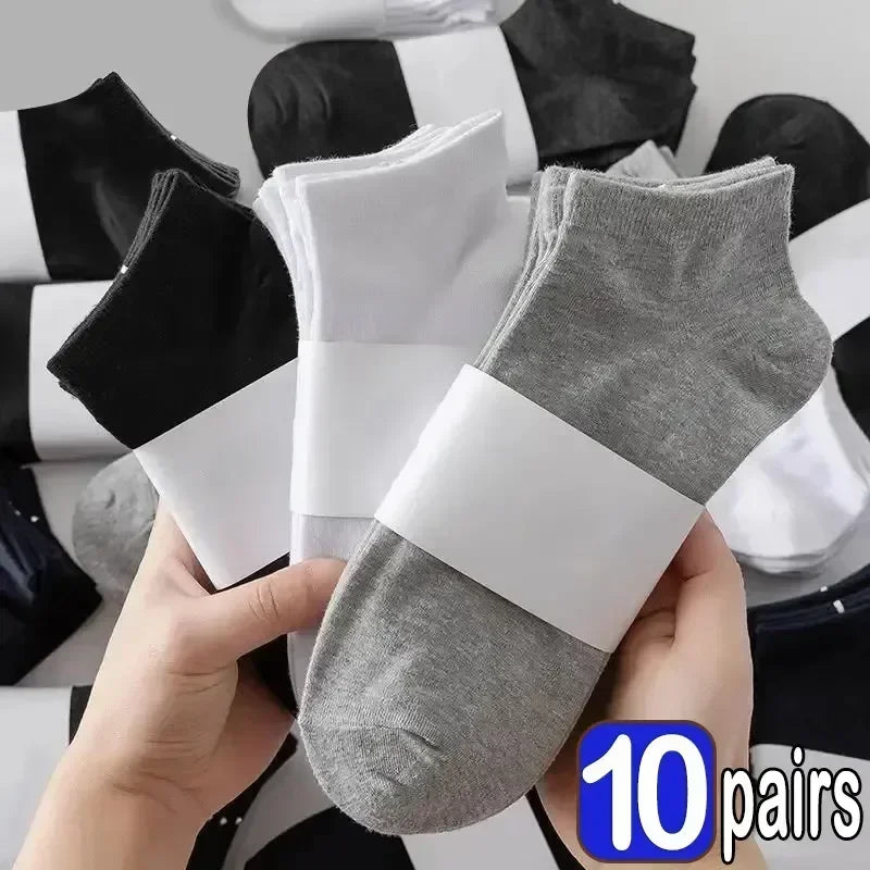 5/10 Pairs Unisex Ankle Socks Solid Color Black White Gray Cotton Deodorant Breathable Running Sports Socks New Spring Summer
